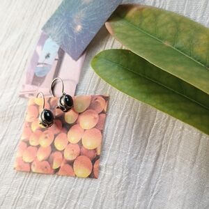 💄 ELEGANT CHIC 💄 VTG Native American style onyx cabochon 925 drop earrings